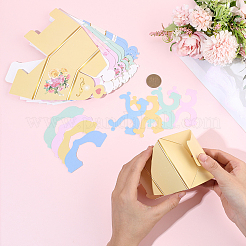 12個 4スタイルの花柄プリント3Dティーポット型紙キャンディギフトボックス（リボン付き）  ミックスカラー  8.5x10.5x12cm  3個/スタイル&nbsp;DIY-SP0006-38