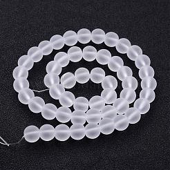 つや消しガラスビーズ連売り  ラウンド  透明  6mm  穴：1mm  約64~66個/連  37~38cm&nbsp;GLAA-G016-6mm-01
