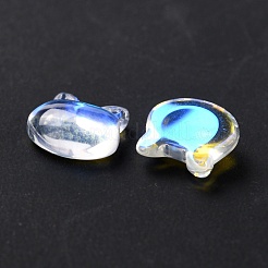 電気メッキガラスカボション  クマ  クリアAB  7.5x7.5x3mm&nbsp;EGLA-D007-03