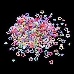 PVCスパンコール  縫製工芸品の装飾  混合形状  ハート/スター  ミックスカラー  1.5~3.5x2.5~4x0.5mm  穴：1.2mm  約3680個/袋&nbsp;PVC-E002-01B
