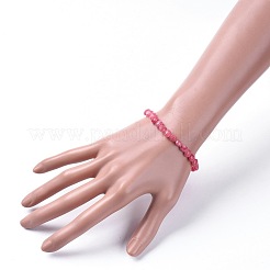 天然ロードクロサイトストレッチブレスレット  フラットラウンド  2-3/8インチ（5.9cm）&nbsp;BJEW-JB04661-08