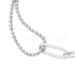 304 Stainless Steel Ball & Paperclip Chains Bracelets for Women&nbsp;BJEW-JB12716