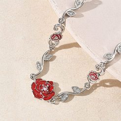 Brass Micro Pave Clear Cubic Zirconia Link Chain Bracelets for Women&nbsp;BJEW-C156-05P