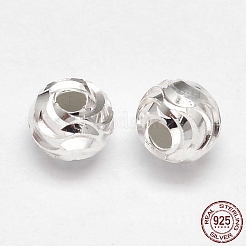 空想は925スターリングシルバーラウンドビーズをカット  銀  4mm  穴：1.5mm  約75個/7g&nbsp;LS-STER-F012-08A