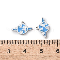 304ステンレススチールエナメルチャーム  惑星のチャーム  ステンレス鋼色  8.5x14x1.5mm  穴：1mm&nbsp;STAS-M102-22P-03