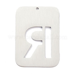 変色しない304ステンレススチールペンダント  アルファベットの長方形  中空  文字.r  32x22x1mm  穴：1.5mm&nbsp;STAS-K216-49R-P