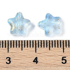 透明スプレー塗装の艶消しガラスビーズ  きらめき力  スター  ドジャーブルー  8x8x4mm  穴：1mm&nbsp;X2-GLAA-NH0003-01H