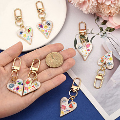 7Pcs Heart Alloy Enamel Pendant Decorations&nbsp;KEYC-YW00203