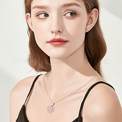10Pcs Natural Rose Quartz Geometry Pendant Necklace&nbsp;NJEW-BBC0001-17