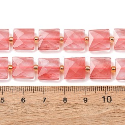 チェリークォーツガラスビーズ連売り  多面カット  正方形  シードビーズで  10.5x10.5x4.5~5.5mm  穴：1mm  約31個/連  14.76~15.16''（37.5~38.5センチメートル）&nbsp;G-F839-A29-01