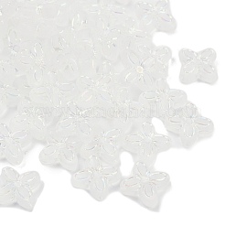 つや消し透明なアクリルビーズ  花  シルバーライン入り  ABカラーメッキ  ホワイト  16.5x17x5.5mm  穴：1.8mm  約833個/500g&nbsp;OACR-P029-09B-05