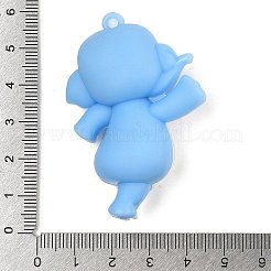 大きなプラスチックペンダント  笑顔の象  ライトスカイブルー  54.5x37.5x21mm  穴：3mm&nbsp;FIND-R100-02A