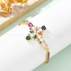 Brass Micro Pave Cubic Zirconia Slider Bracelets&nbsp;BJEW-M053-01G