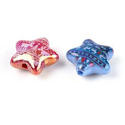 Christmas UV Plating Printed Opaque Acrylic Beads&nbsp;MACR-N018-06