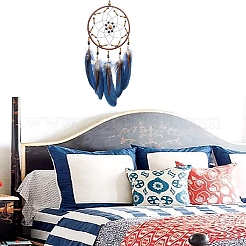 Iron Woven Web/Net with Feather Pendant Decorations&nbsp;PW-WG80070-01