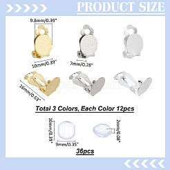 36Pcs 3 Colors 304 Stainless Steel Clip-on Earring Findings&nbsp;STAS-ME0001-63
