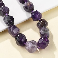 天然アメジストのナゲットビーズネックレス、女性、男性用  20.08~21.26インチ（51~54cm）&nbsp;NJEW-K388-01E