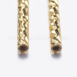真鍮製チューブビーズ  チューブ  多面カット  ゴールドカラー  10x1.5mm  穴：0.8mm&nbsp;X-KK-K197-39G