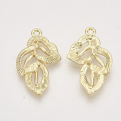 合金ペンダント  葉  ライトゴールド  27x16.5x3mm  穴：1.8mm&nbsp;X-PALLOY-S121-208