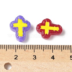 焼き絵の具、ガラス、エナメル、ビーズ  手描きのビーズ  クロス  ミックスカラー  14.5x11.5x4mm  穴：1mm&nbsp;BLOW-D300-06L