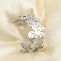 Non-Tarnish Flower 304 Stainless Steel Open Cuff Bangles for Women&nbsp;BJEW-M313-05P