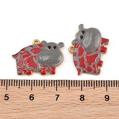 304ステンレススチールエナメルペンダント  カバのチャーム  ゴールドカラー  15.5x21.5x4mm  穴：1mm&nbsp;SA-CBA275E-02G