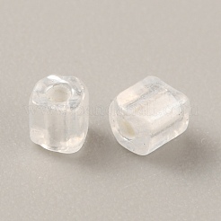 透明ガラスシードビーズ  長方形  ホワイト  3x2.5x2.5mm  穴：0.9mm  300個/袋&nbsp;GLAA-WH0037-01A