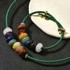 Rondelle Chakra Natural Gemstone Beads Bracelets & Necklaces Sets&nbsp;G-P561-01G-02