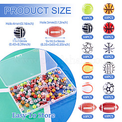 120個 12スタイル スポーツスタイル アクリルビーズ  混合図形  ミックスカラー  9~18x10~16.5x9~12mm  穴：2.5~4mm  10個/スタイル&nbsp;MACR-TA0002-28