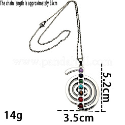 7 Chakra Theme Natural & Synthetic Mixed Genstone Vortex Pendant Necklace&nbsp;QI2897