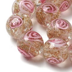 Handmade Gold Sand Lampwork Beads Strands&nbsp;LAMP-OC0001-53C