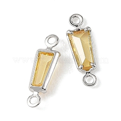 SHEGRACE Brass Pave Cubic Zirconia Trapezoid Connector Charms&nbsp;XGRQ2O984-444C-P