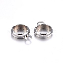 変色しにくい201ステンレススチールチューブベイル  ループベイル  リング  ステンレス鋼色  11x8x2.5mm  穴：2mm  内径：6mm&nbsp;STAS-O107-15P