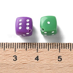 不透明なアクリルビーズ  サイコロ  ミックスカラー  10x10.5x10.5mm  穴：1.2mm  1219個/ 500g&nbsp;OACR-D301-05A