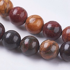 天然多色碧玉/ピカソストーン/ピカソ碧玉ビーズ連売り  ラウンド  6mm  穴：1mm  約60~62個/連  15インチ（38cm）&nbsp;G-E468-C01-6mm