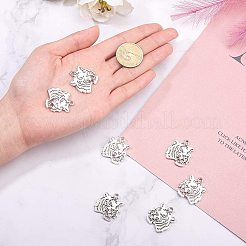 チベットスタイル合金タイガーヘッドのペンダント  アンティークシルバー  27x24x2mm  穴：3mm  30個/箱&nbsp;TIBEP-PH0004-85