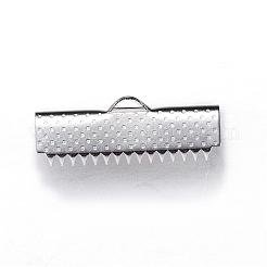 304ステンレススチールリボンカシメエンドパーツ  長方形  ミックスカラー  10x25mm  穴：3x1.5mm&nbsp;STAS-N0013-05