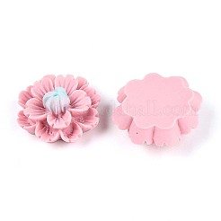 樹脂デコデンカボション  立体的な花  ピンク  23.5~24.2x23.5~24.2x11~12mm&nbsp;CRES-T025-04E