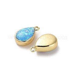 合成オパール付き真鍮ペンダント  ティアドロップチャーム  ラックめっき  ミックスカラー  14.5x8.5x4.5mm  穴：1.4mm&nbsp;KK-A239-02G