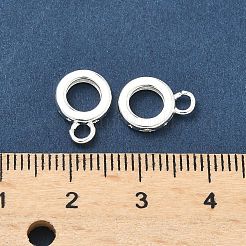 真鍮マイクロパヴェクリアキュービックジルコニアチューブベイル  ラウンド  長持ちメッキ  鉛フリー＆カドミウムフリー  ラックめっき  925銀メッキ  11.5x8.5x2mm  穴：2mm&nbsp;KK-H532-42S