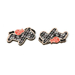 印刷木製のペンダント  馬のチャーム  サンゴ  36.5x40x3mm  穴：2mm&nbsp;WOOD-T033-01E