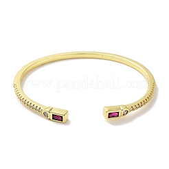 Brass Micro Pave Clear Cubic Zirconia Open Cuff Bangles&nbsp;BJEW-Z061-09B