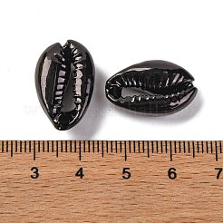 ベーキングペイント、タカラガイの貝殻ビーズ  穴なし/ドリルなし  ブラック  14.5~22x9~15.5x6~9.5mm&nbsp;X-SSHEL-M023-01B