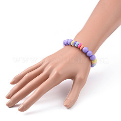 Opaque Acrylic Round & Rondelle Beaded Stretch Bracelets&nbsp;BJEW-JB09099
