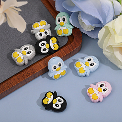 10Pcs 5 Colors Penguin Food Grade Eco-Friendly Silicone Focal Beads&nbsp;SIL-GO0001-13