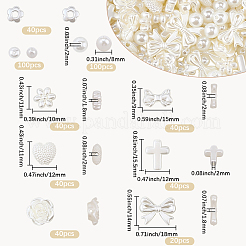 480 個 9 スタイル ABS プラスチック模造パールビーズ  混合図形  乳白色  9~15.5x9~18x4~6mm  穴：1~2mm&nbsp;OACR-SC0002-63