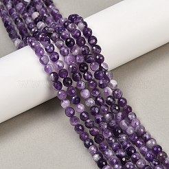 ファセット ラウンド ナチュラル シェブロン アメジスト ビーズ 連売り  6mm  穴：1mm  約68個/連  15.3インチ&nbsp;G-L437-22-6mm