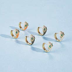 Cubic Zirconia Snake Hoop Earrings with Enamel&nbsp;EJEW-SZ0001-87D