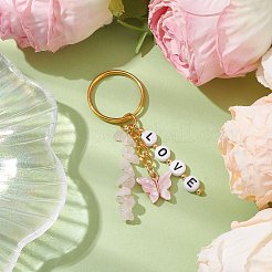 Alloy Enamel Acrylic with Natural Rose Quartz Keychain&nbsp;KEYC-JKC00806-05