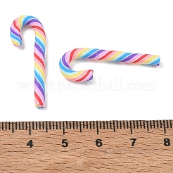 手作り樹脂粘土ビーズ  穴なし/ドリルなし  クリスマスキャンディ杖  カラフル  30~32x11~12x3mm&nbsp;PY-CBA2910-02A